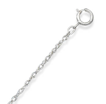 20 Inch Rhodium Plated Sterling Silver Light Rope Chain Pendant Necklace