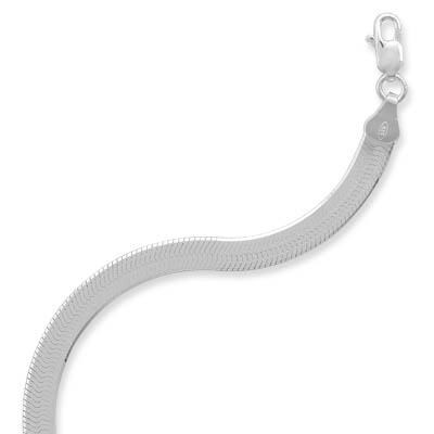 Sterling Silver 16 Inch Superflex Herringbone Necklace 6mm Wide With Lobster Clasp