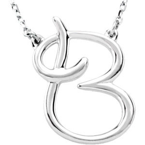 Sterling Silver Fashion Script Initial Necklace B 16 Inch