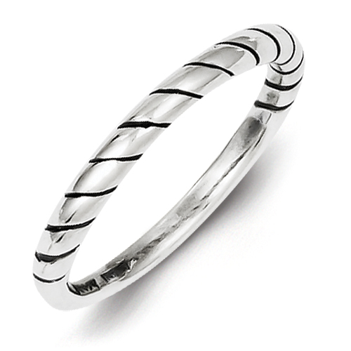 Sterling Silver Stackable Twist Ring - Size 8