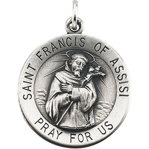 Sterling Silver St. Francis Of Assisi Medal 22mm