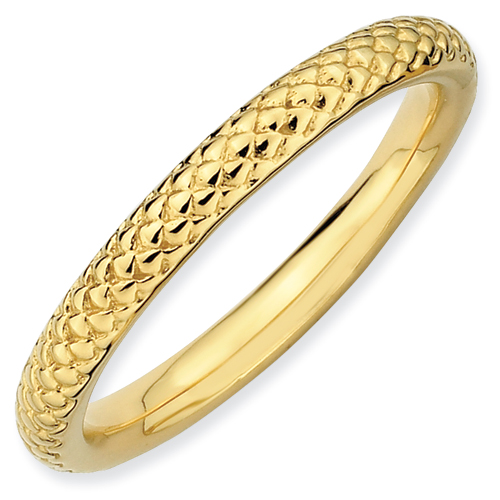 Sterling Silver Stackable Expressions Gold-plated Cable Ring - Size 9