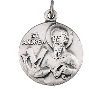 Sterling Silver St. Andrew Medal With 18 Inch Chain 18mm