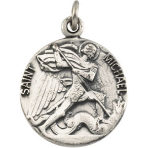 Sterling Silver St. Michael Medal With 18 Inch Chain 18mm