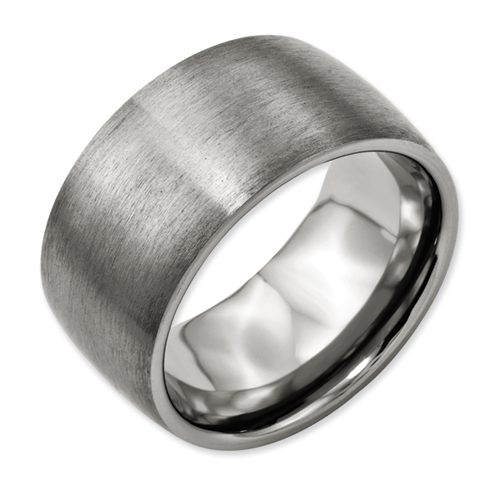 Titanium 12mm Satin Band Ring - Size 14