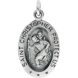 Sterling Silver St. Christopher Medal Pendant With Out Chain 17x11mm Medal Only