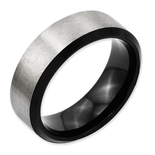 Titanium Black Plated 8mm Brushed Band Ring - Size 9.5