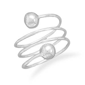 Sterling Silver Wire Wrap With Bead Ends Ring - 6mm Ball Ends - Size 9