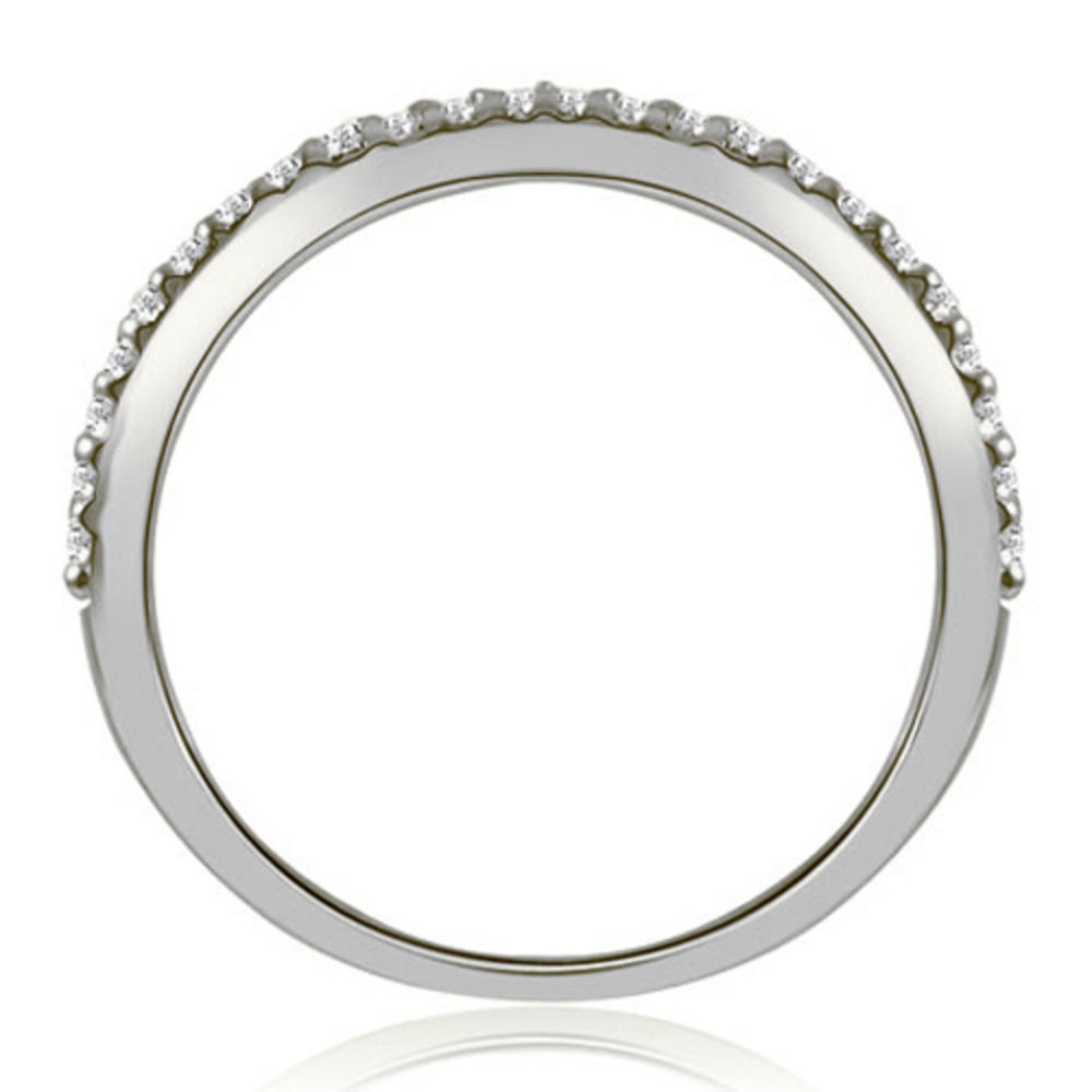 18K White Gold 0.24 cttw  Curved Round Cut Diamond Wedding Band (I1, H-I)