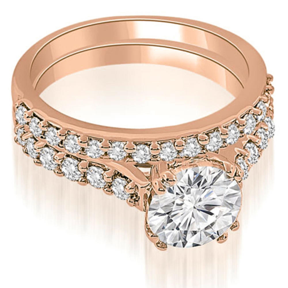 1.55 Cttw Round Cut 18k Rose Gold Diamond Bridal Set