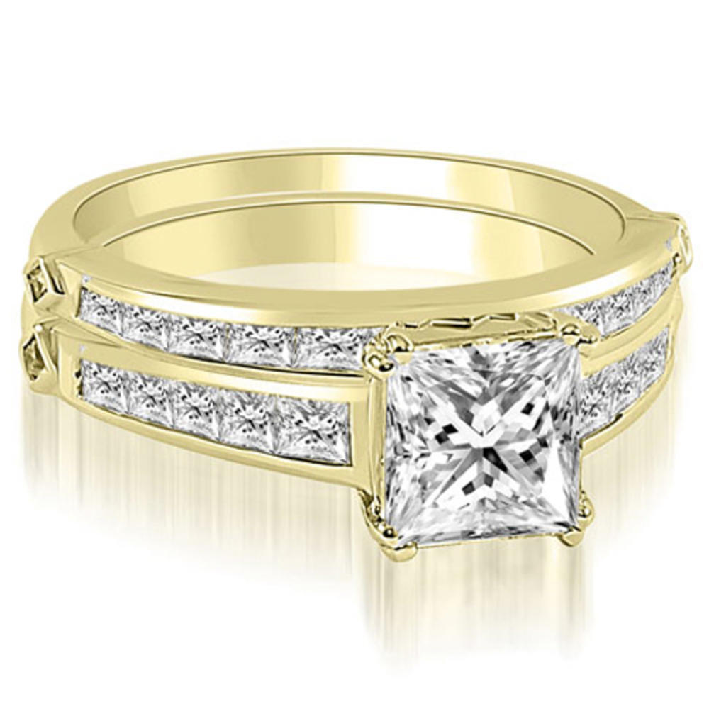 2.20 Cttw Princess Cut 14K Yellow Gold Diamond Bridal Set