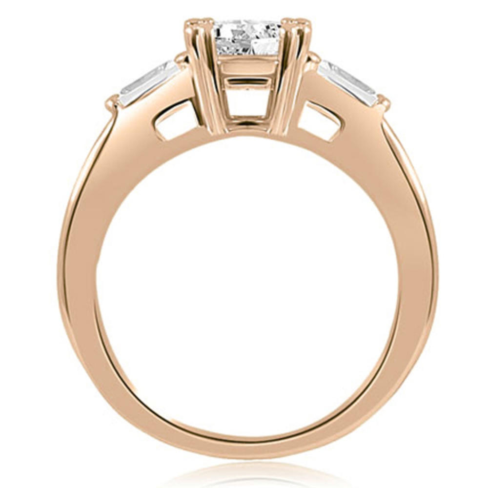 0.80 cttw. 14K Rose Gold Princess Baguette Cut Three Stone Diamond Bridal Set (I1, H-I)