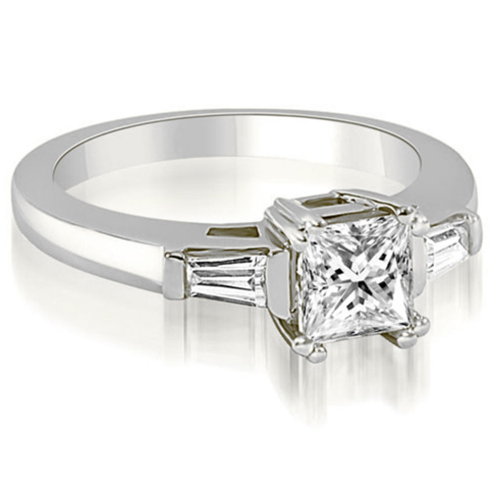 1.05 cttw. 18K White Gold Princess Baguette Cut Three Stone Diamond Bridal Set (I1, H-I)