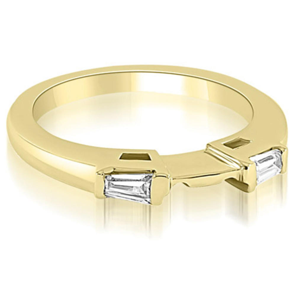 1.05 cttw. 18K Yellow Gold Princess Baguette Cut Three Stone Diamond Bridal Set (I1, H-I)