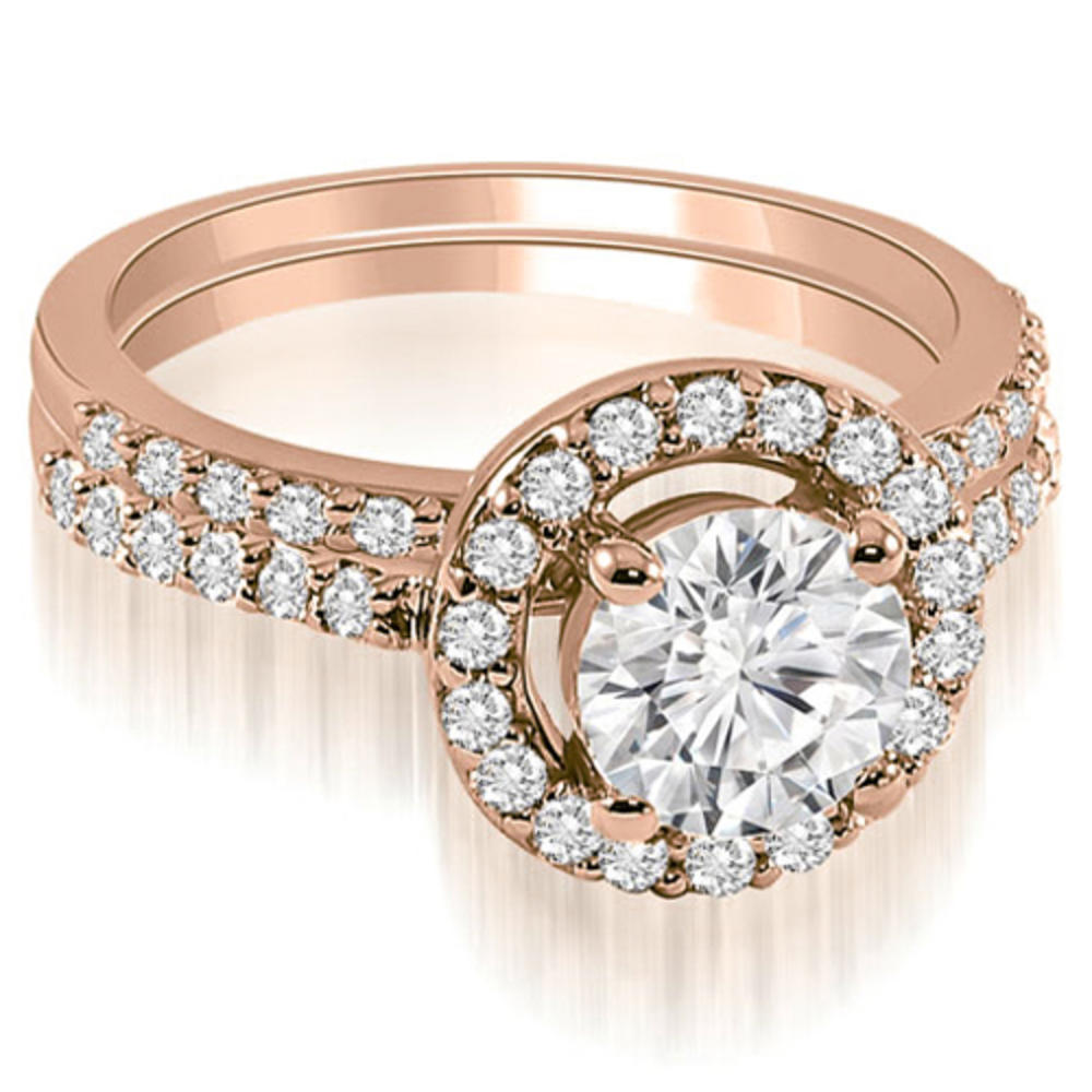 1.11 Cttw Round Cut 18k Rose Gold Diamond Bridal Set