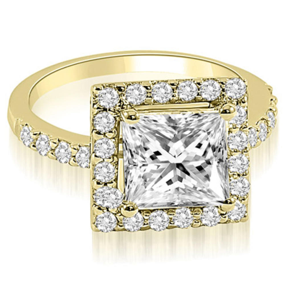 1.21 cttw. 18K Yellow Gold Princess And Round Cut Halo Diamond Bridal Set (I1, H-I)