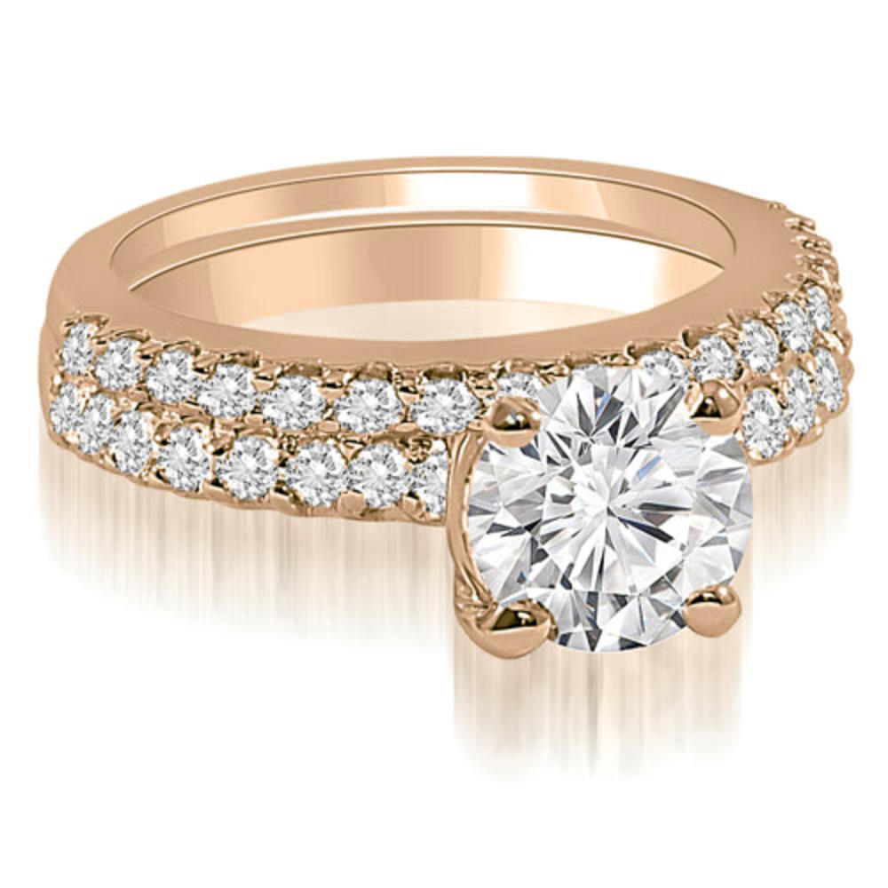 1.40 cttw. 14K Rose Gold Round Cut Diamond Bridal Set (I1, H-I)