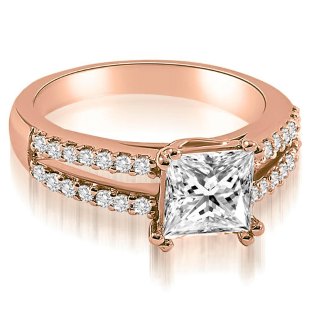 1.09 cttw. 18K Rose Gold Princess Cut Split Shank Diamond Bridal Set (I1, H-I)