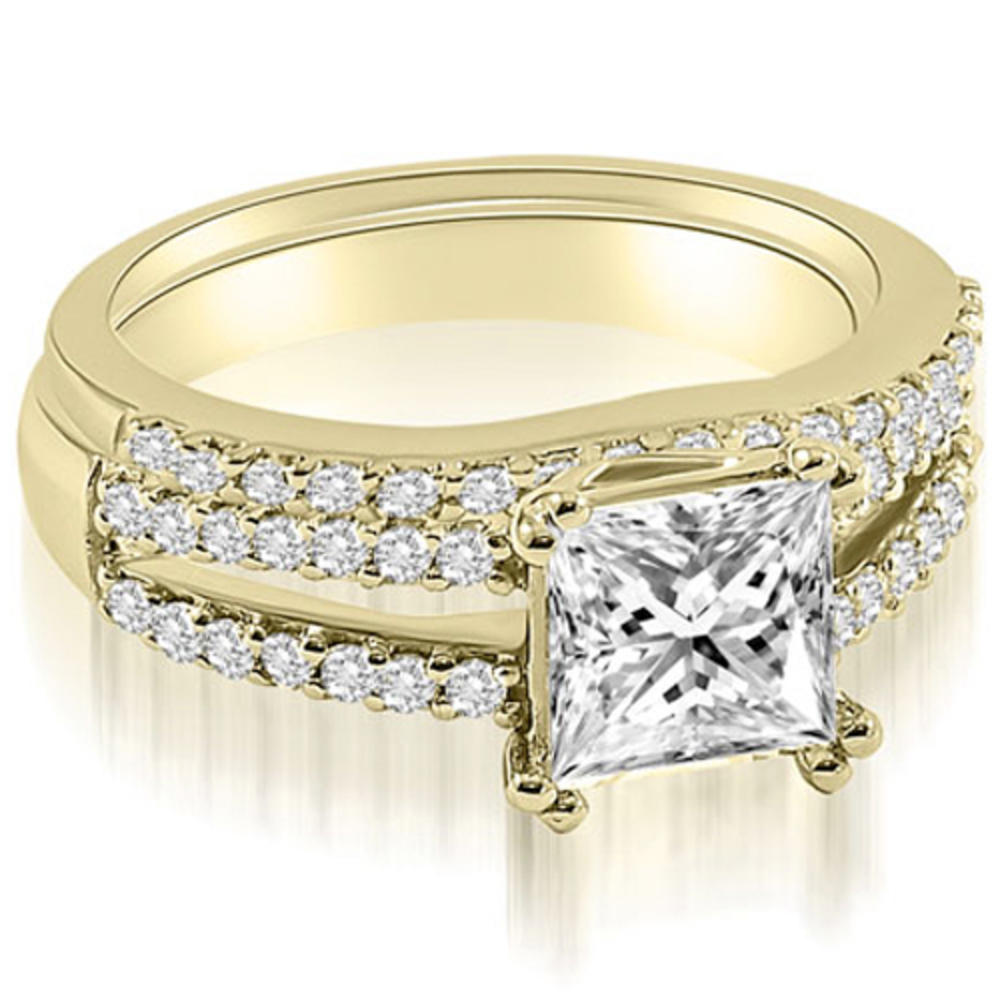 1.34 cttw Princess-Cut 18k Yellow Gold Diamond Bridal Set