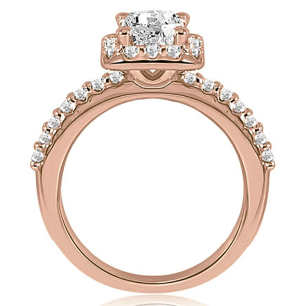 1.59 Cttw Emerald Cut 18K Rose Gold Diamond Bridal Set