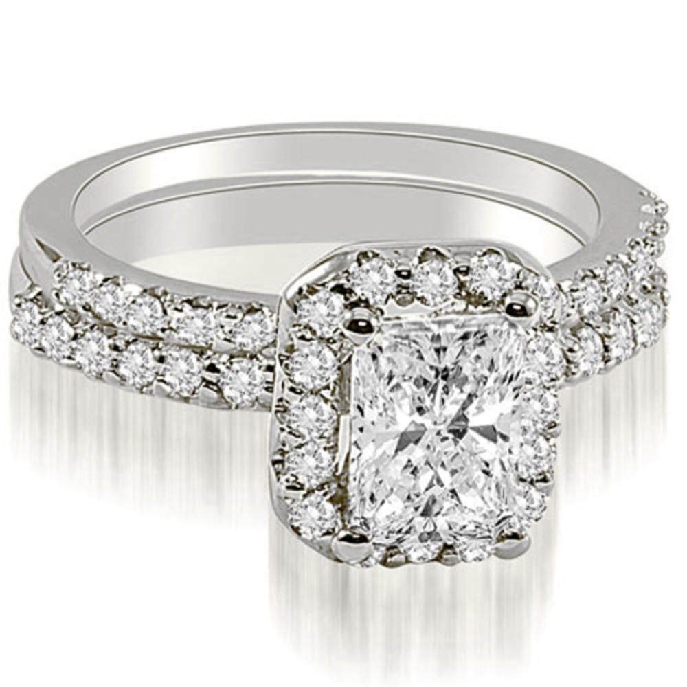 1.34 Cttw Emerald Cut 18K White Gold Diamond Bridal Set