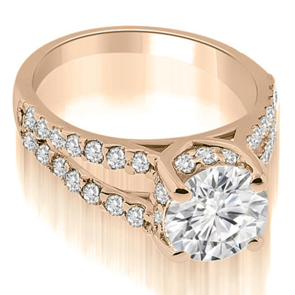 1.36 cttw 14k Rose Gold Diamond Engagement Ring and Wedding Band Set