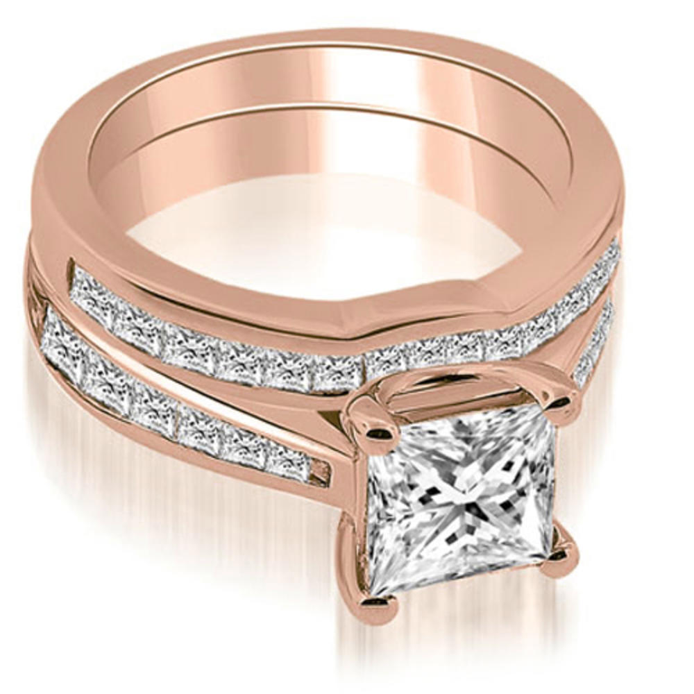2.25 Cttw. Princess Cut 18K Rose Gold Diamond Bridal Set