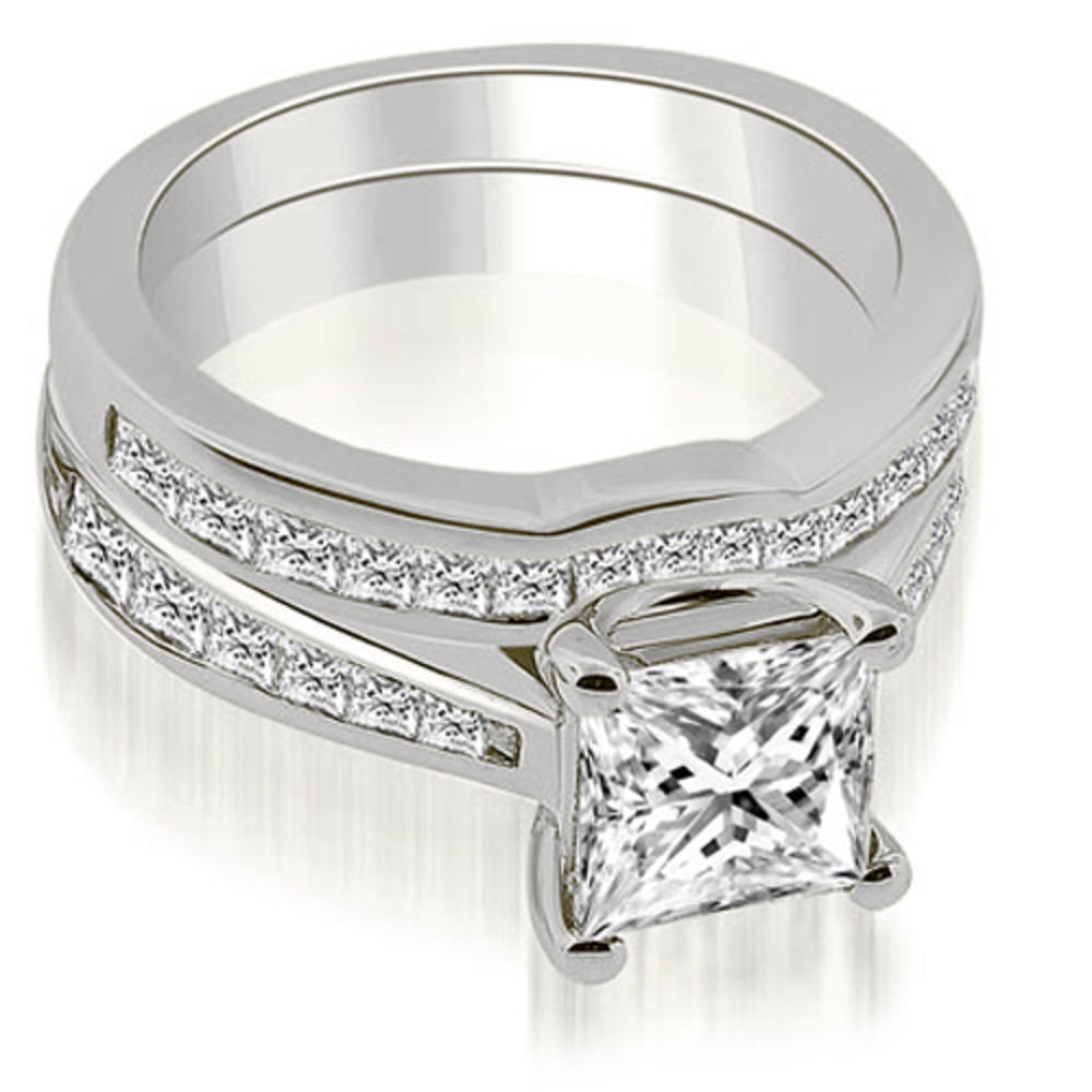2.00 Cttw Princess Cut 18K White Gold Diamond Bridal Set