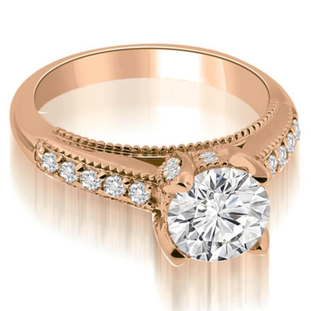 1.50 cttw. 14K Rose Gold Cathedral Milgrain Round Cut Diamond Bridal Set (I1, H-I)