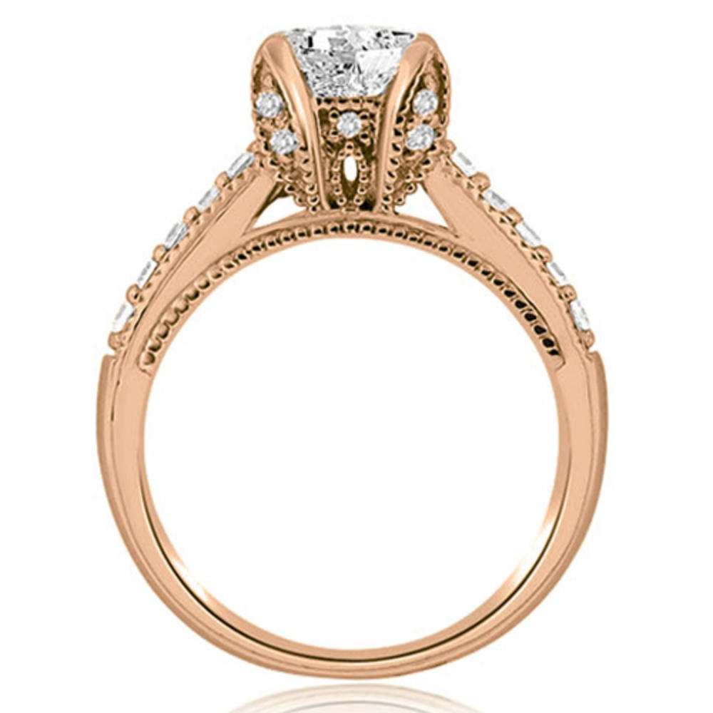 1.50 cttw. 14K Rose Gold Cathedral Milgrain Round Cut Diamond Bridal Set (I1, H-I)