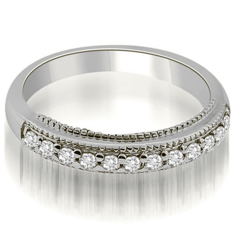 14K White Gold 0.20 cttw  Round Cut Milgrain Diamond Wedding Ring (I1, H-I)