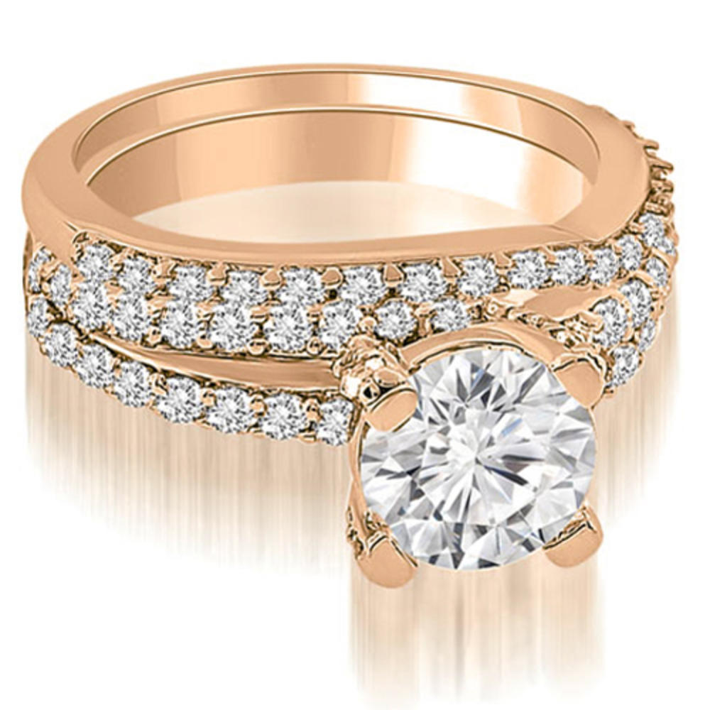 1.70 Cttw Round Cut 14K Rose Gold Diamond Bridal Set