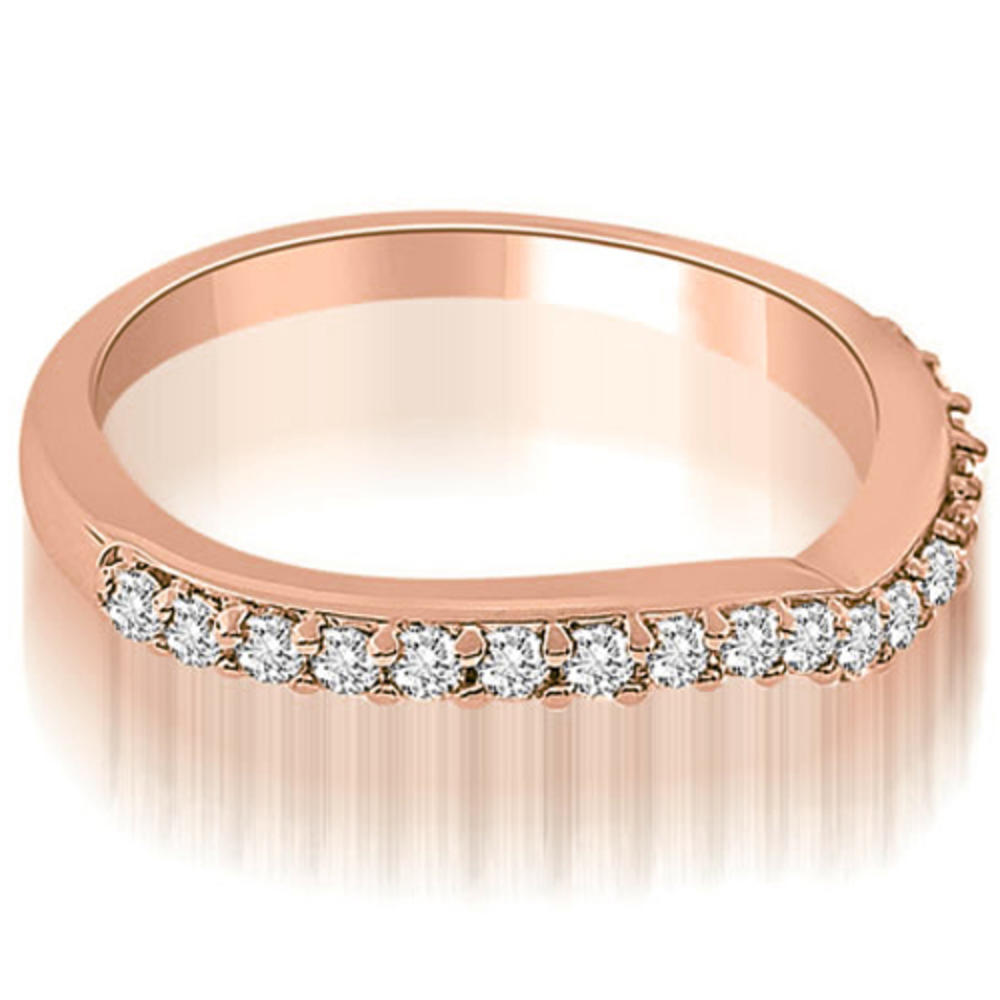 18K Rose Gold 0.20 cttw  Curved Round Cut Diamond Wedding Ring (I1, H-I)