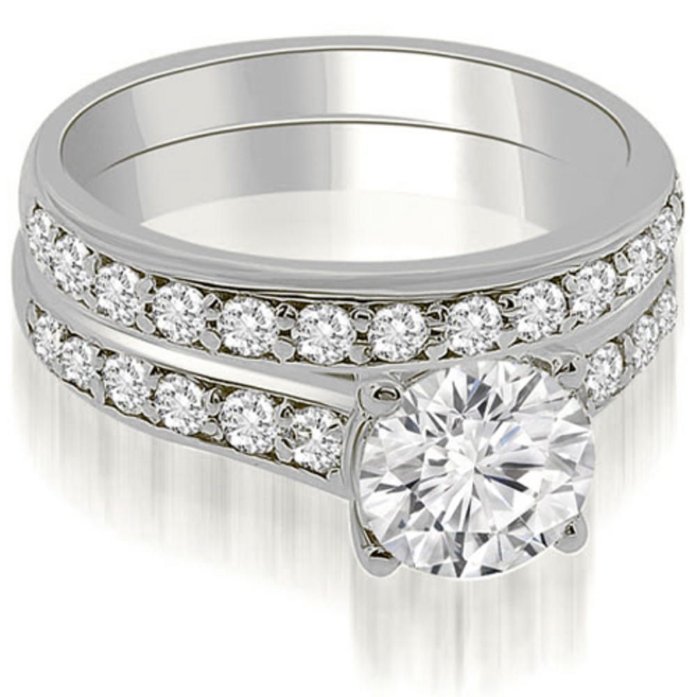 1.60 Cttw Round Cut 14K White Gold Diamond Bridal Set