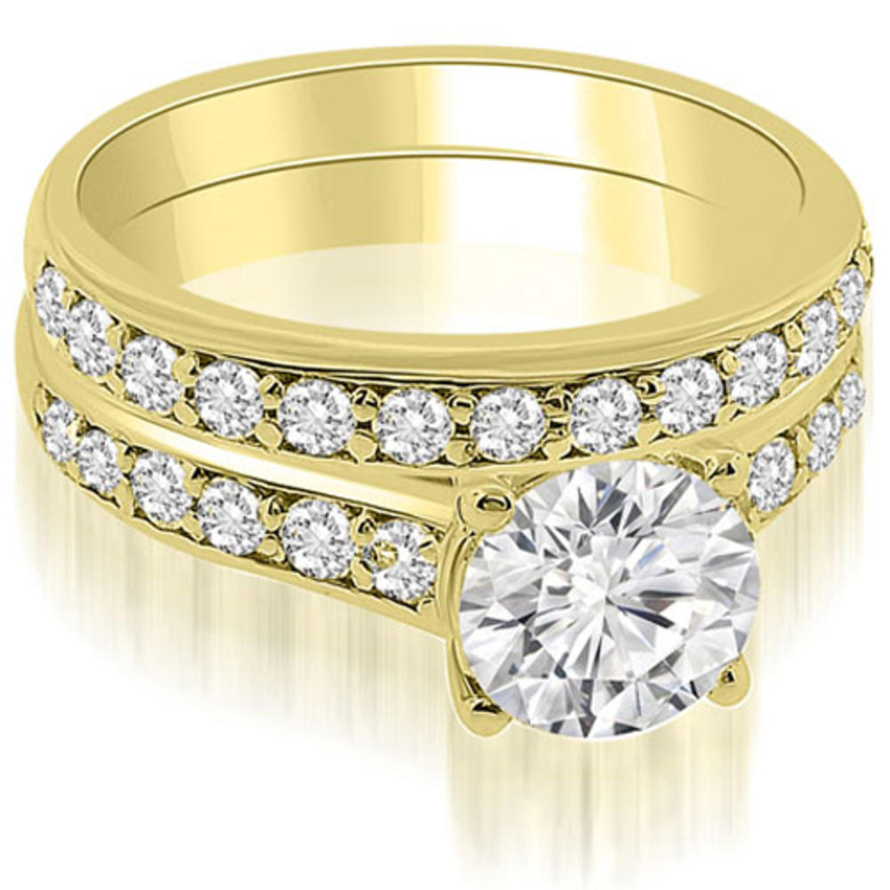 1.05 cttw Round Cut 14k Yellow Gold Cathedral Bridal Set