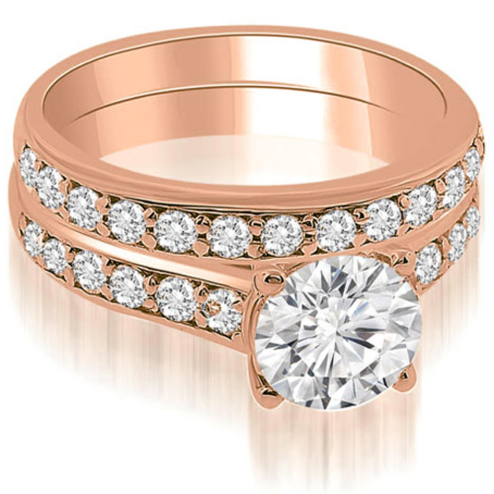 1.10 cttw Round-Cut 18k Rose Gold Diamond Ring Set