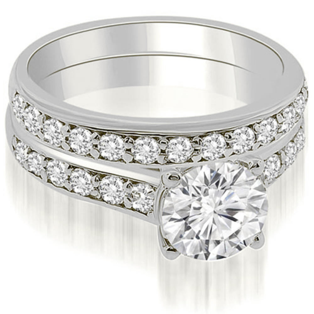1.60 cttw Cathedral Round-Cut 18k White Gold Diamond Bridal Set