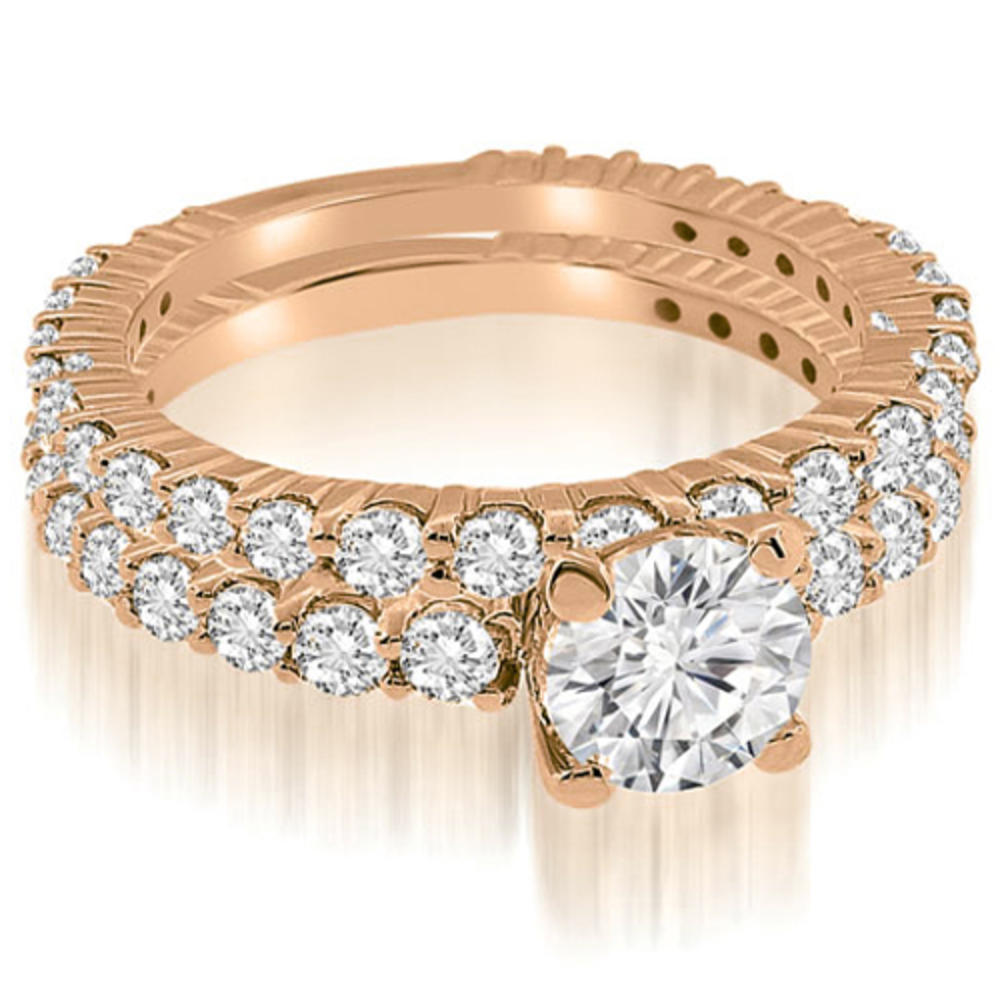 2.30 Cttw. Round Cut 14K Rose Gold Diamond Bridal Set