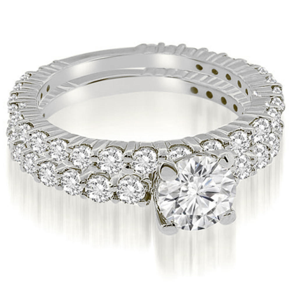 2.55 Cttw Round-Cut 18K White Gold Diamond Engagement Set