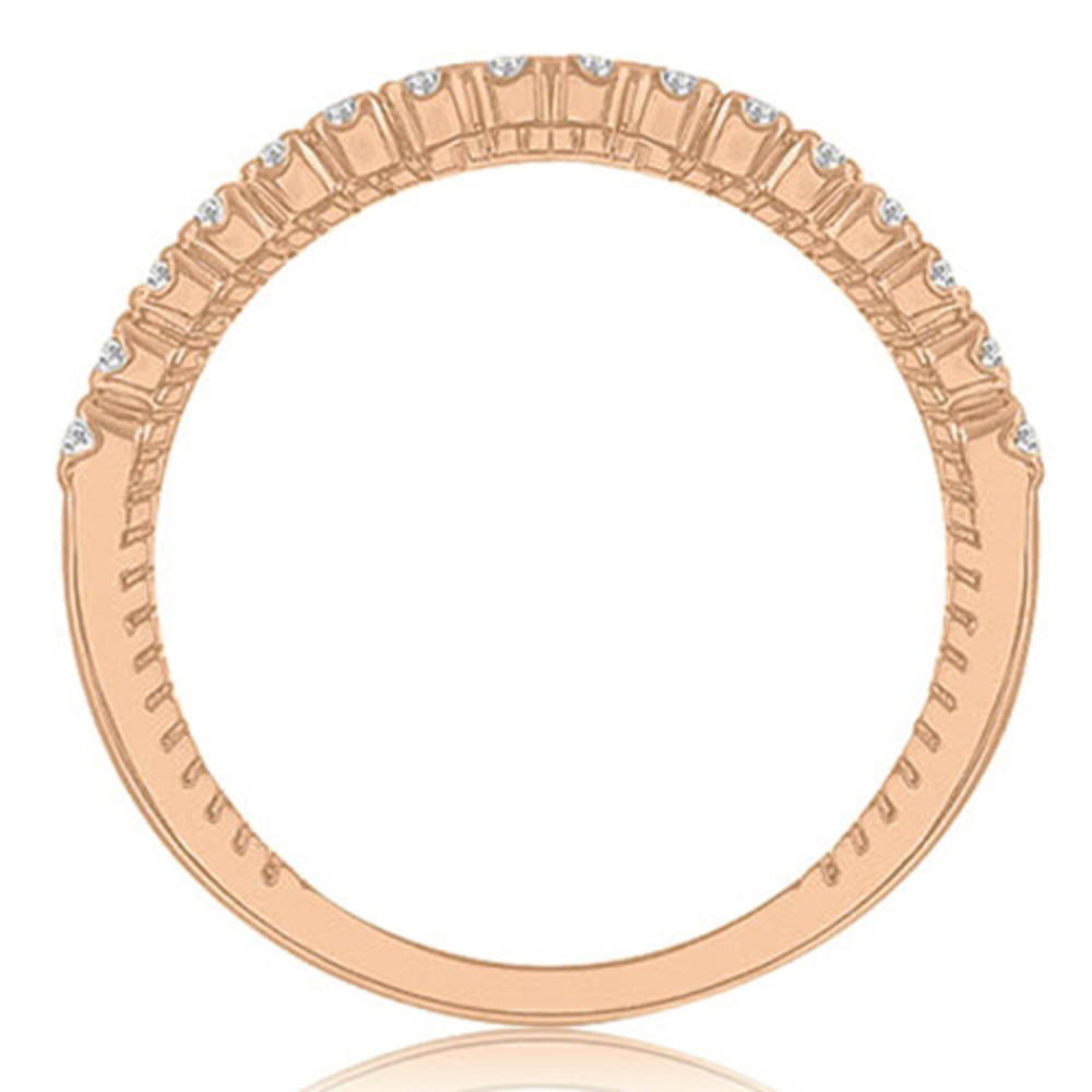 14K Rose Gold 0.24 cttw  Antique Style Round Cut Diamond Wedding Ring (I1, H-I)