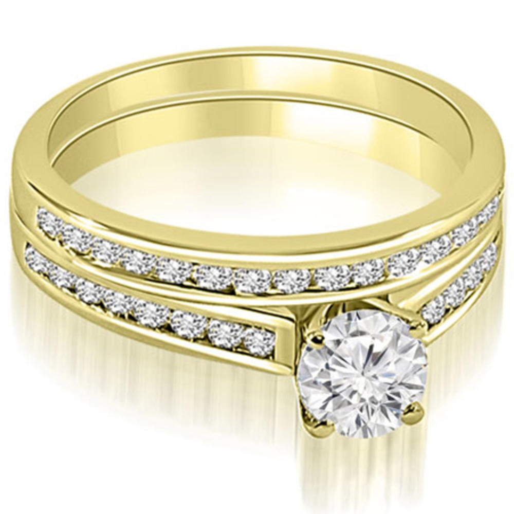 1.12 cttw. 14K Yellow Gold Cathedral Channel Set Round Cut Diamond Bridal Set (I1, H-I)