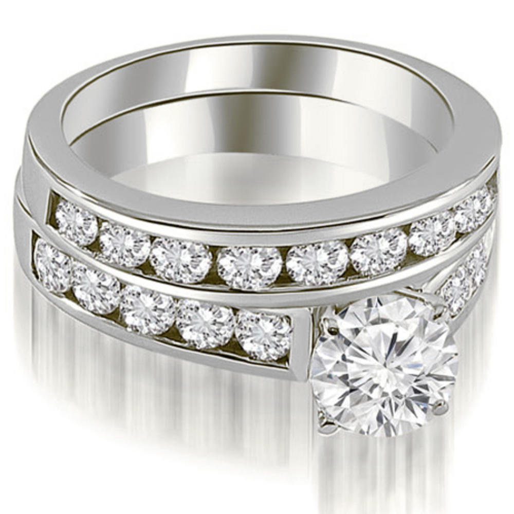 2.60 Cttw Round Cut 18K White Gold Diamond Bridal Set