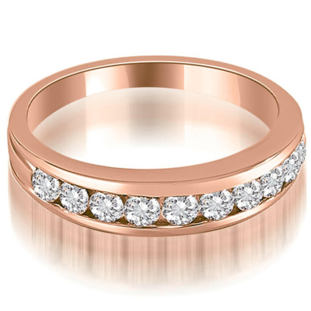 18K Rose Gold 0.60 cttw Classic Channel Set Round Cut Diamond Wedding Ring (I1, H-I)
