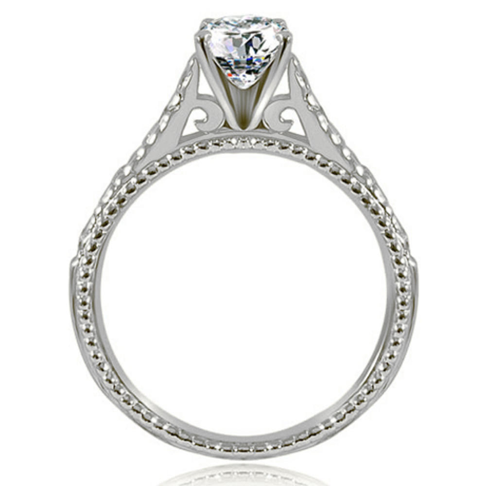 14K White Gold 0.75 cttw. Vintage Cathedral Round Cut Diamond Engagement Ring (I1, H-I)