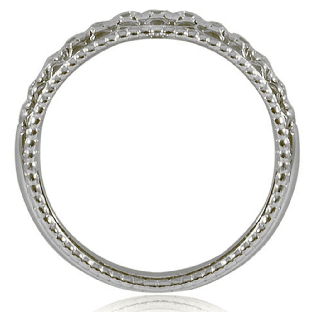14K White Gold 0.40 cttwAntique Style Milgrain Round Cut Diamond Wedding Ring (I1, H-I)