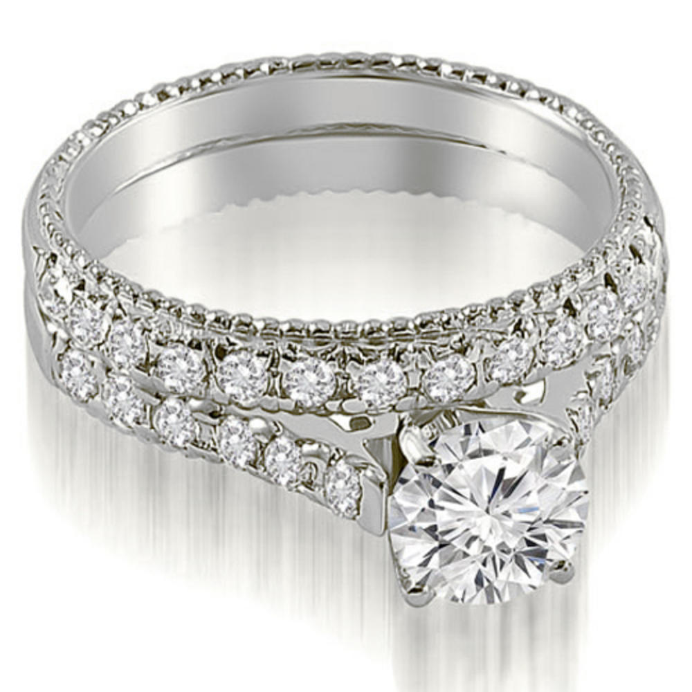1.55 Cttw Round-Cut 14K White Gold Diamond Bridal Set
