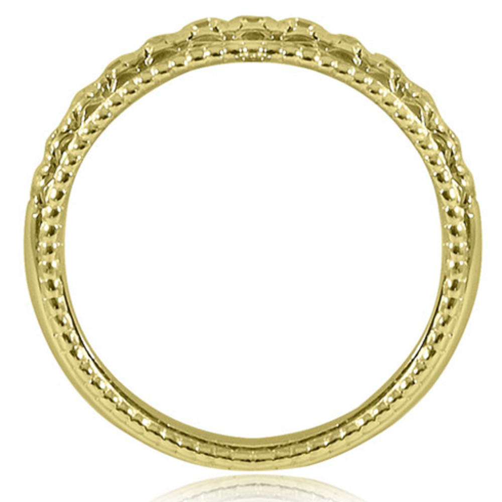 14K Yellow Gold 0.40 cttwAntique Style Milgrain Round Cut Diamond Wedding Ring (I1, H-I)