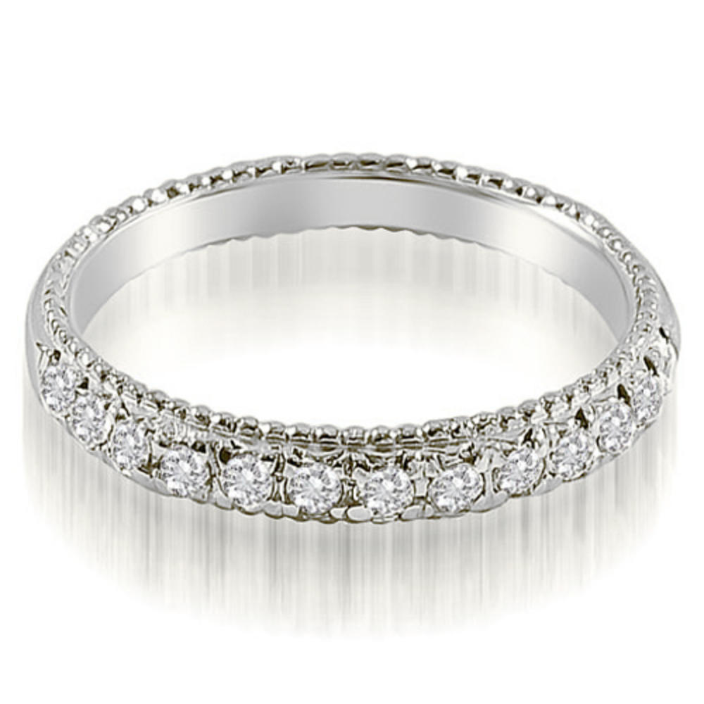 18K White Gold 0.40 cttwAntique Style Milgrain Round Cut Diamond Wedding Ring (I1, H-I)