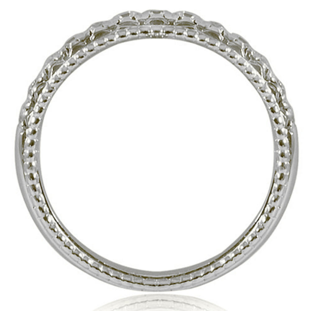 18K White Gold 0.40 cttwAntique Style Milgrain Round Cut Diamond Wedding Ring (I1, H-I)