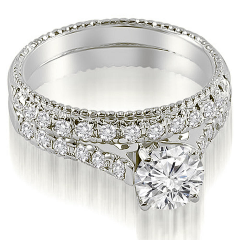 1.80 Cttw Round Cut 18K White Gold Diamond Bridal Set